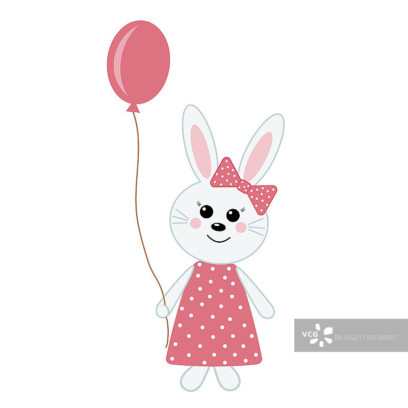 野兔与气球颜色隔离图片素材
