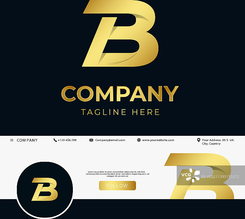 高级豪华字母首字母b logo模板为图片素材