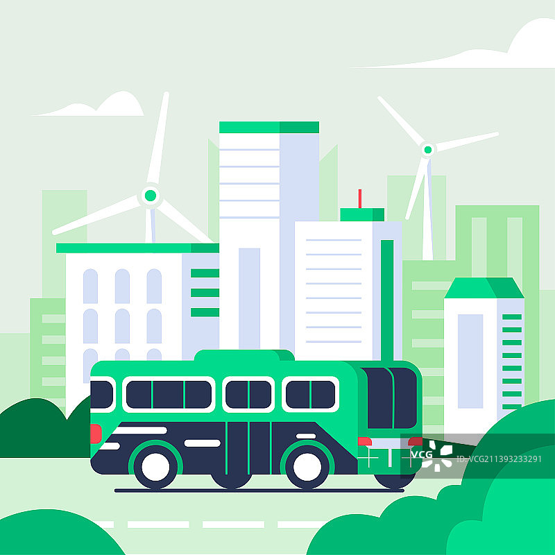 绿色出行之公交出行和街景图片素材