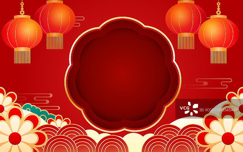 八月十五中秋节中国传统节日古典挂灯笼插画图片素材