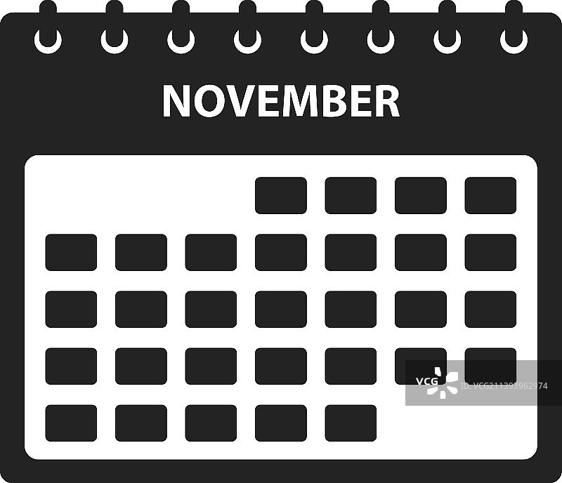 十一月日历图标扁平风格eps图片素材