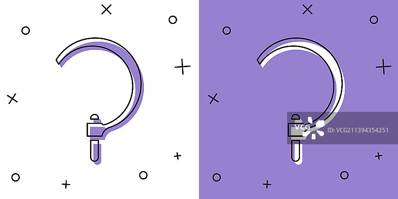 设置镰刀图标孤立在白色和紫色图片素材