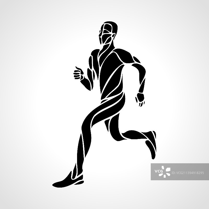 跑步者或慢跑者的抽象轮廓图片素材