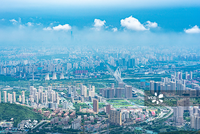 夏天俯瞰北京石景山区西长安街延长线新首钢大桥永定河图片素材
