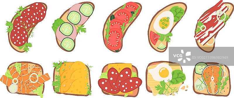 新鲜的三明治，绿色的三明治，西红柿和鸡蛋图片素材