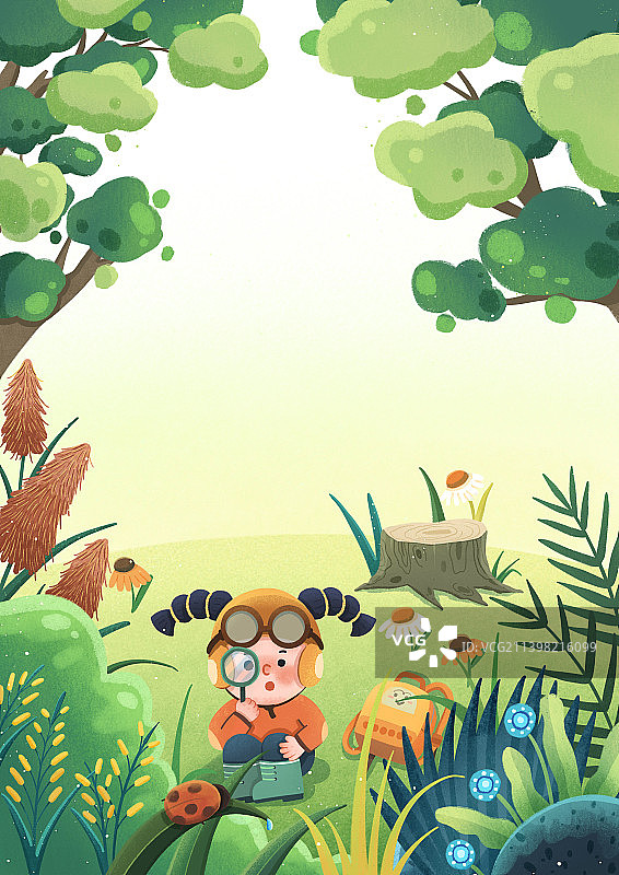 森林绿色植物儿童插画图片素材
