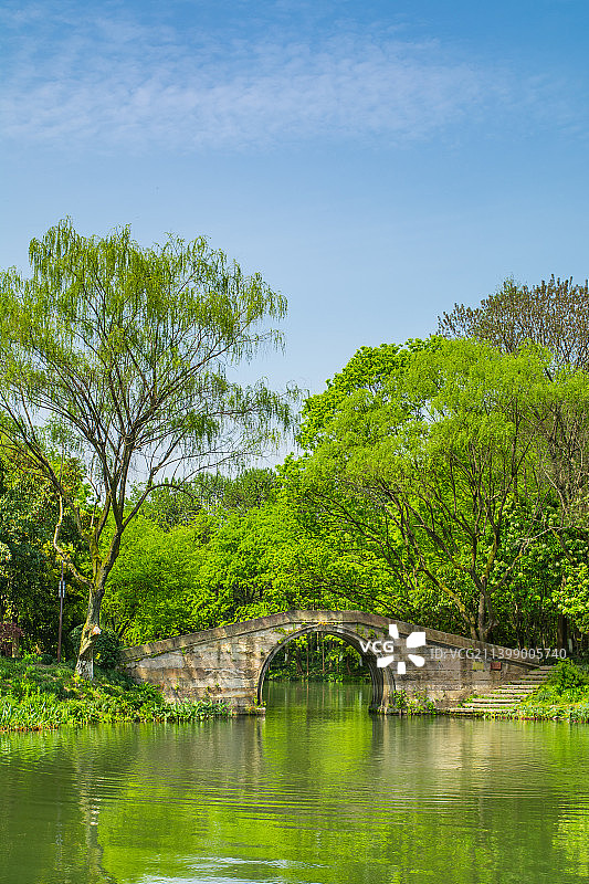 杭州花圃 西湖畔 赵公堤 毓秀桥  公园园林 景观 春景 春天风光图片素材