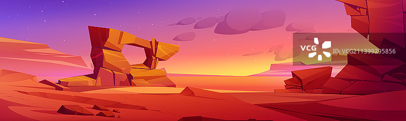 日落时的西部沙漠景观图片素材
