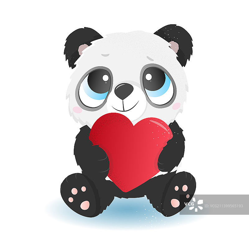 卡通可爱的熊猫心动物图片素材