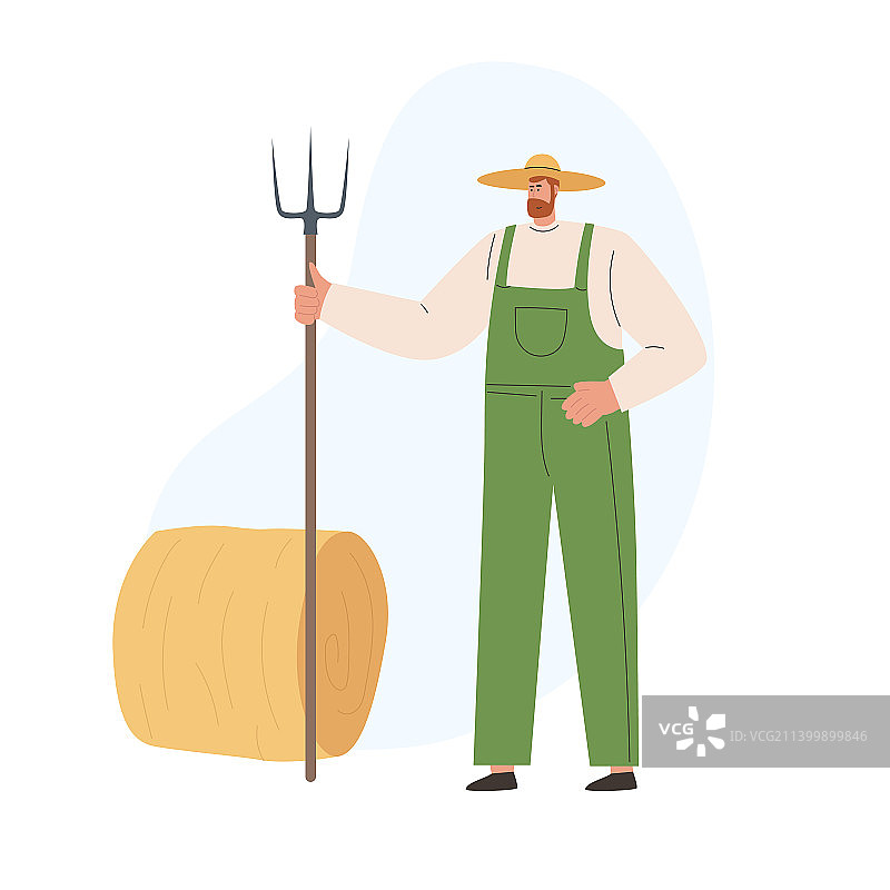 一个长着红胡子、种着小麦的成年农民图片素材