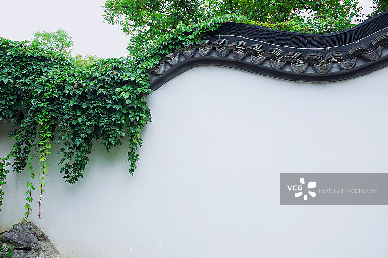 苏式园林白墙局部,中国元素,留白,背景图片素材