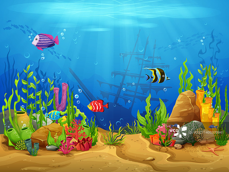 卡通水下景观游戏级别图片素材