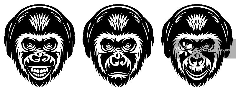 猴头模板设置与耳机和图片素材