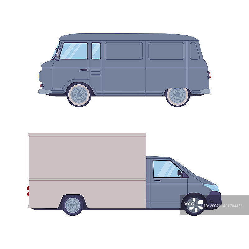货车和卡车设置侧视图交付货物图片素材
