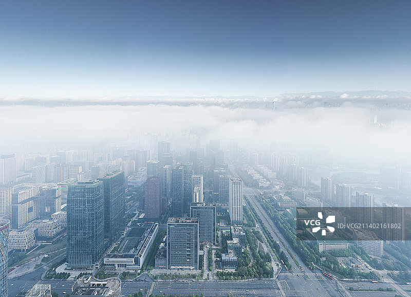 现代城市晨雾风光图片素材