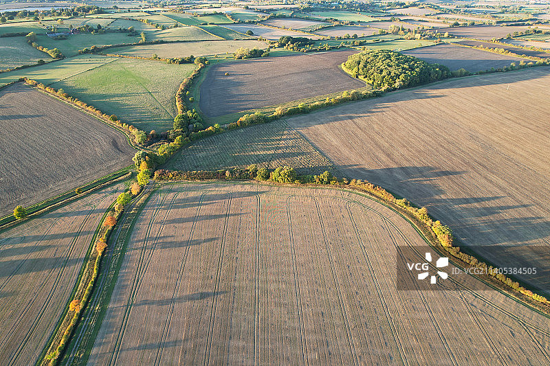 英国，农业领域的鸟瞰图图片素材