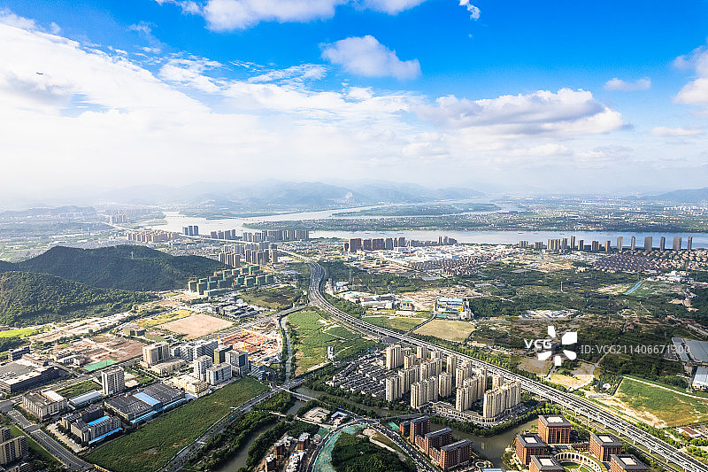 杭州滨江城市建筑风光航拍图片素材