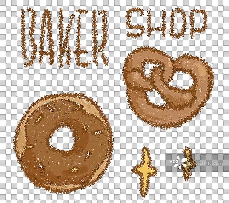 烘焙店甜甜圈碱水结装饰免抠png装饰手绘元素图片素材