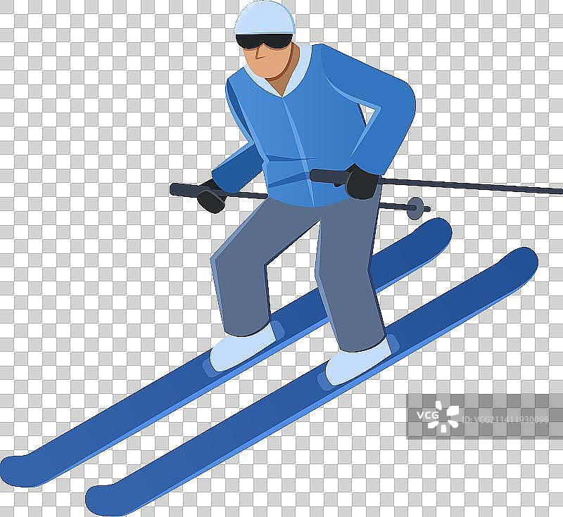 Skiing Man in Blue Outfit图片素材