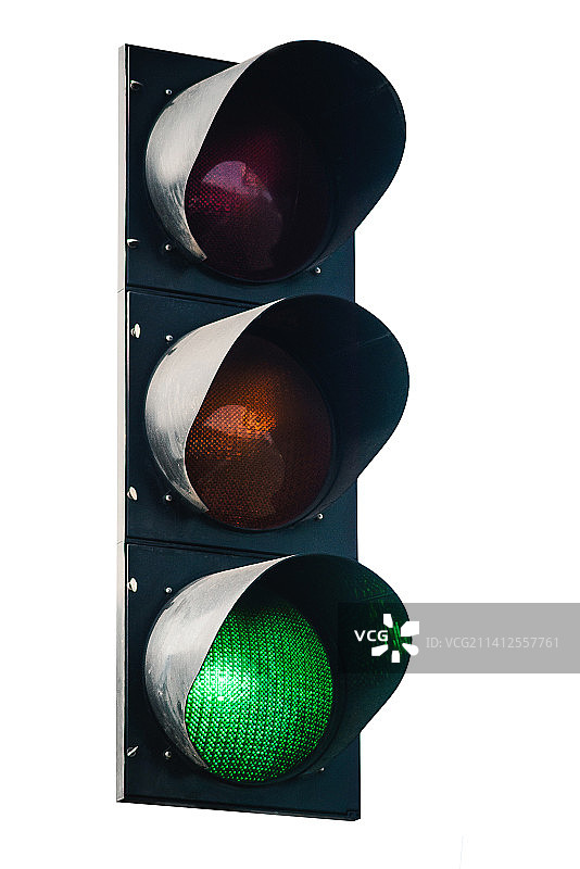 隔离的交通控制灯，它的绿色信号图片素材