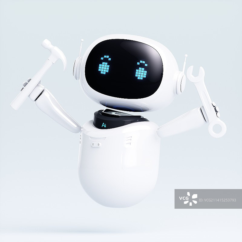 3D渲染的可爱智能机器人图片素材