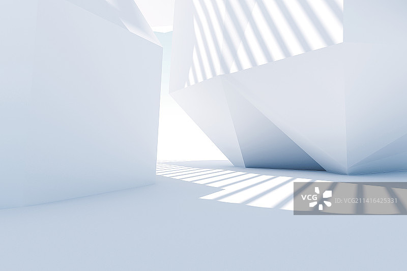 3D白色抽象几何空间背景图片素材