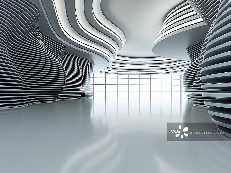 3D渲染白色展厅房间图片素材