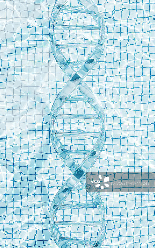 水面与DNA结构3D渲染图片素材