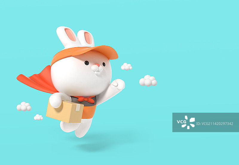 3d渲染可爱的兔子character_delivery图片素材