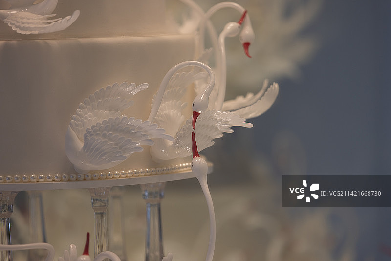 罗红摄影艺术馆展厅的白天鹅艺术蛋糕图片素材
