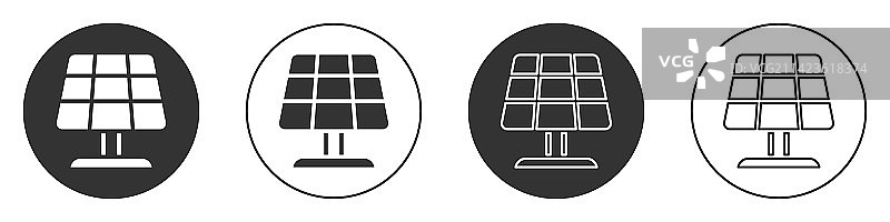黑色太阳能面板图标隔离在白色上图片素材