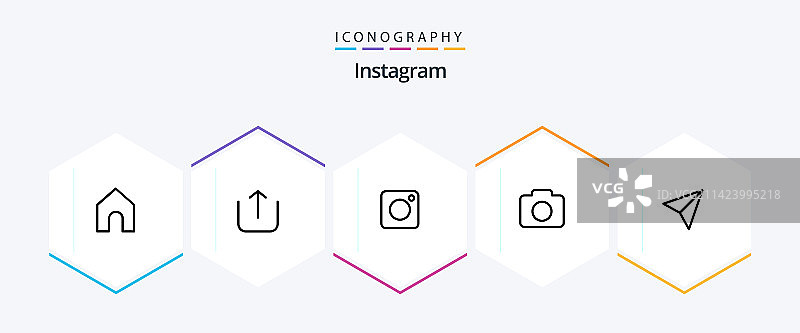 Instagram 25线图标包包括分享图片素材