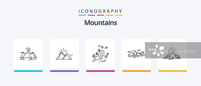 山脉线5图标包包括痛苦图片素材