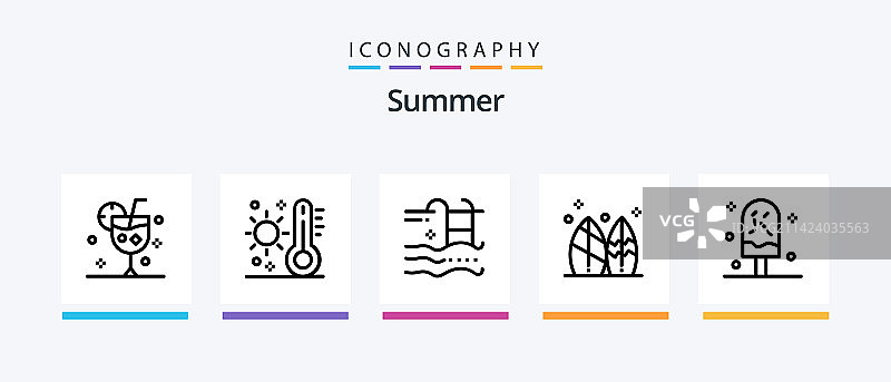 夏季线5图标包包括水果椰子图片素材