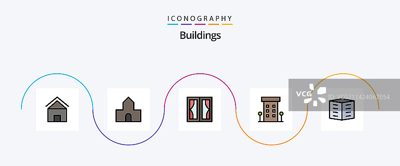 建筑线填平5个图标包包括图片素材