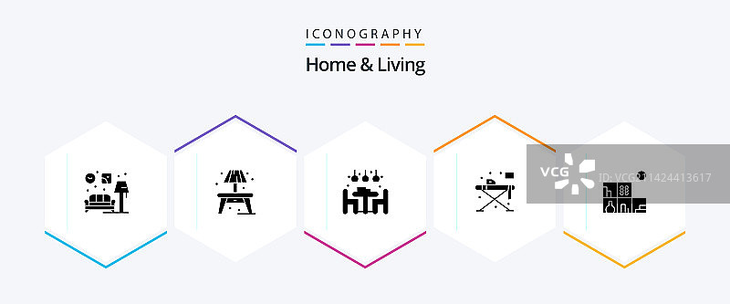 家和生活的25字形图标包包括图片素材