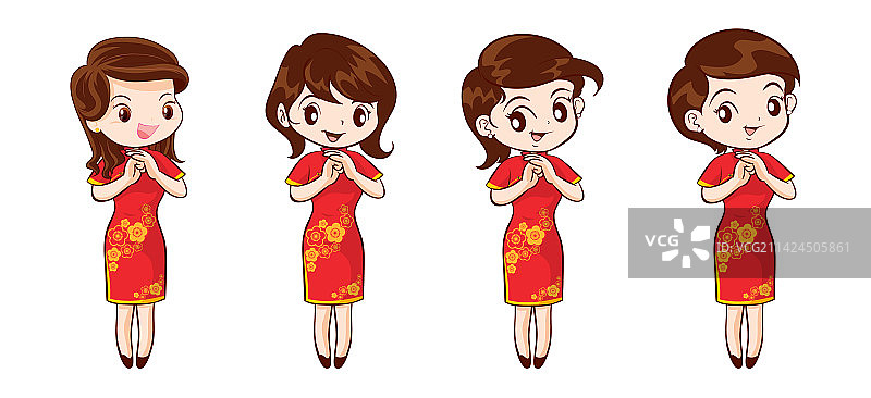 漂亮的中国女孩，穿着国语长袍和中文图片素材