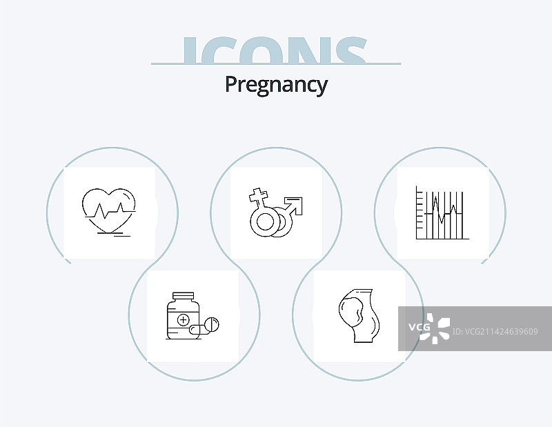 怀孕线图标包5个图标设计宝宝图片素材