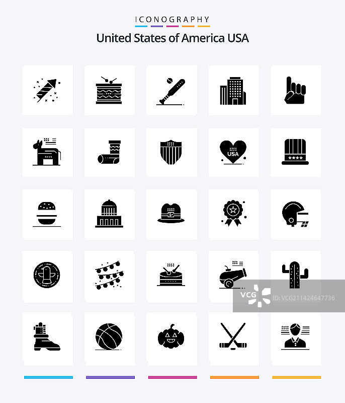 创意美国25字形固体黑色图标包这样图片素材