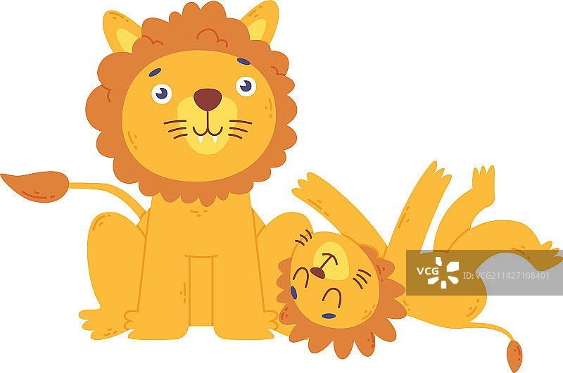 狮子一家狮子父母玩得很开心图片素材