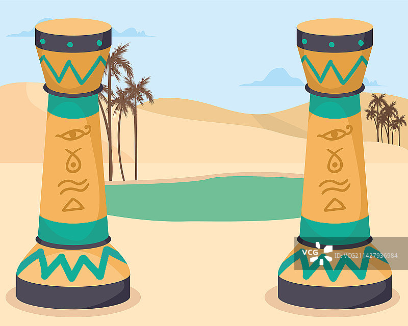 沙漠中的埃及石柱图片素材