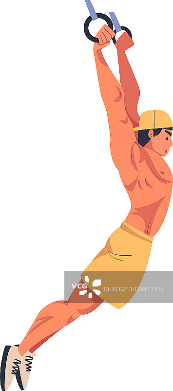 混合健身锻炼与男子挂在体操图片素材