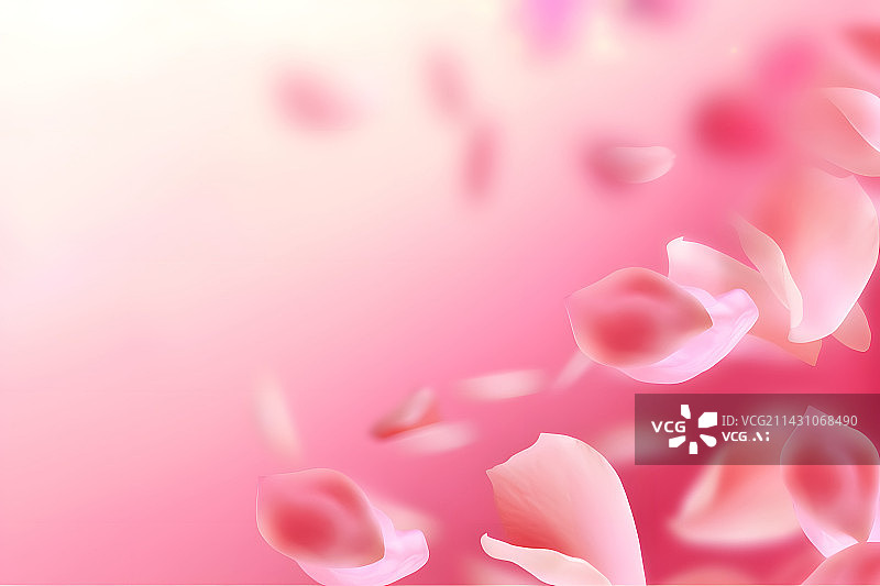 【AI数字艺术】浪漫粉红色樱花飞舞玫瑰花瓣装饰背景素材图片素材