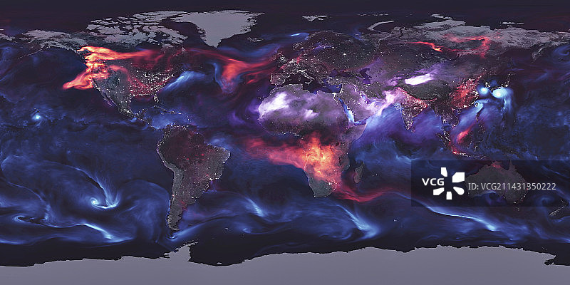 气溶胶的全球分布，卫星图像图片素材