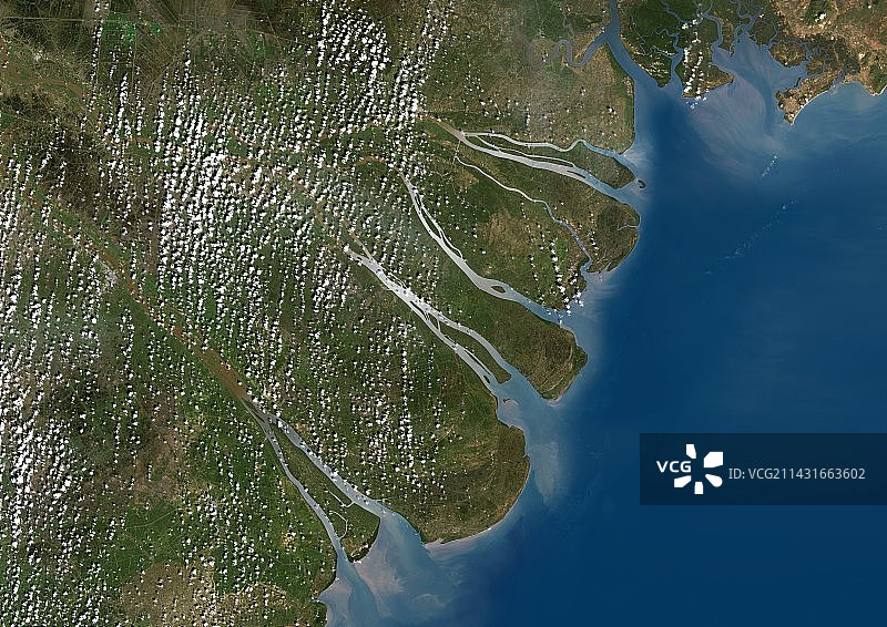 湄公河三角洲，卫星图像图片素材