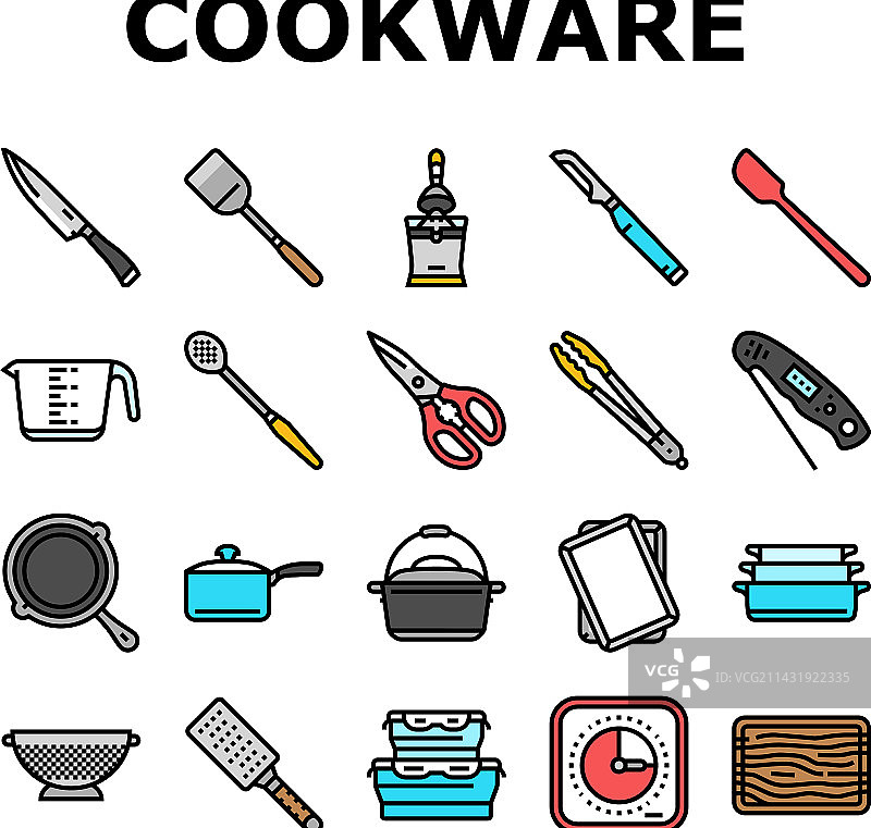 厨具厨房烹饪食物图标集图片素材