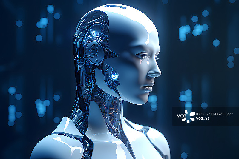 【AI数字艺术】白色机器人使用数字人工智能背景素材图片素材