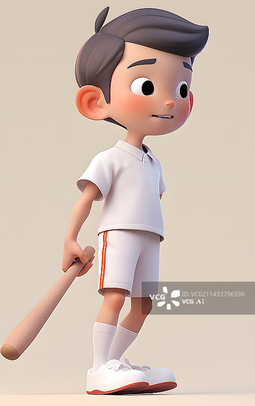 【AI数字艺术】打棒球的男孩3D人物图片素材