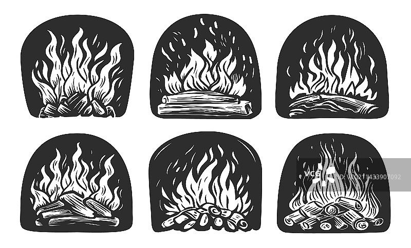 木柴在壁炉面包店的烤箱火中燃烧图片素材