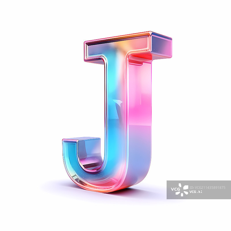 【AI数字艺术】字母J玻璃质感3D立体元素图片素材